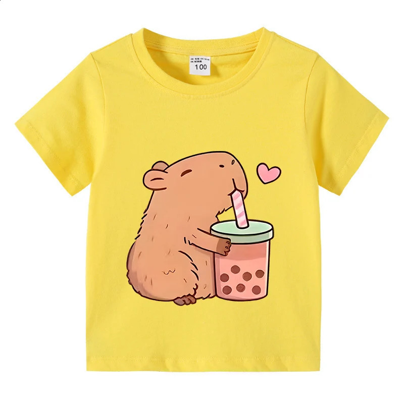 Capybara Kids Basic T-shirt 3 to 10 Years Children Casual Clothes Boys Girls Round Neck Tops Kids Capibara Birthday Gifts 250317