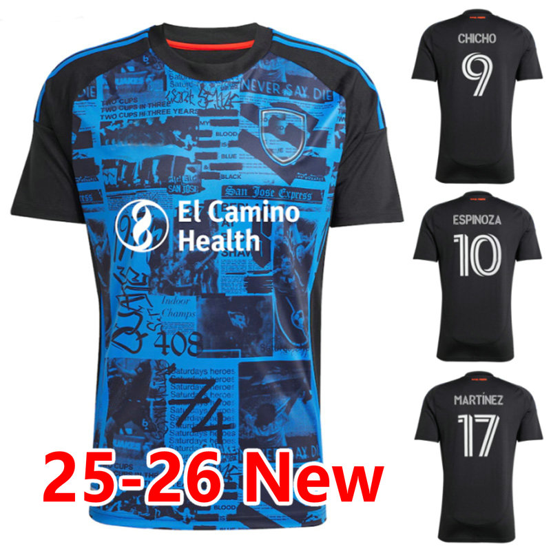 25 26 SAN JOSE EARTHQUAKES Soccer Jerseys CHICHO ESPINOZA ELLEGRINO Football Shirt 2025 2026 home BOUDA YUEILL COWELL MARTiNEZ HARKES maillot de futol MEN KIT camesa