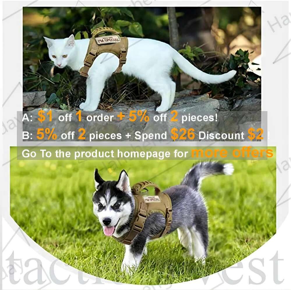 Nylon Tactical Cat Harness Cloth For Walking Escape Proodjustable Soft Mesh Pet Vest,Large Adult Cats Chest Clothes&Small Dog
