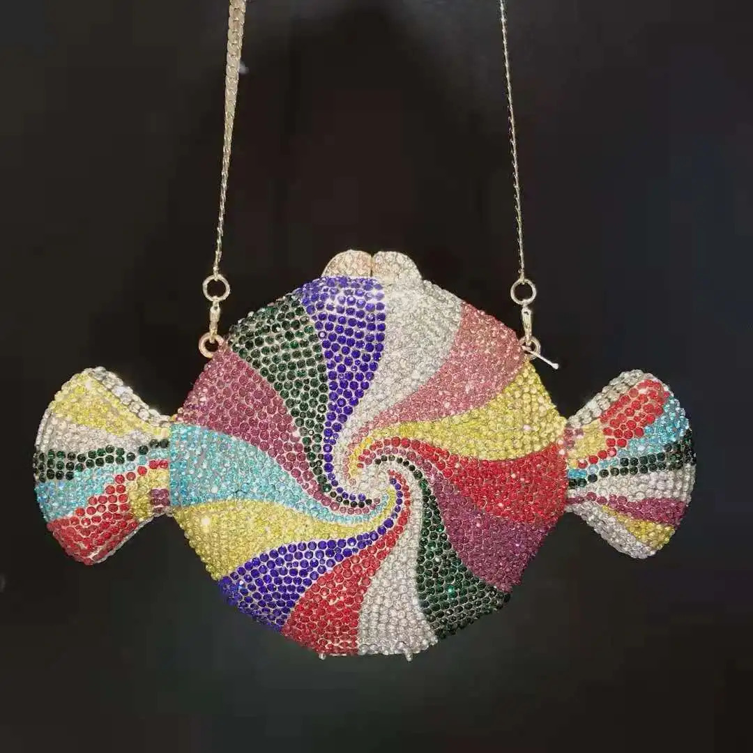 XIYUAN Candy Shape Crystal Clutches Women Rhinestone Clutch Bags Party Purse Multicolored Diamond Prom Phone Shoulder Handbags 250313