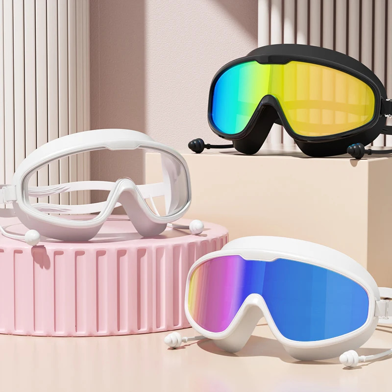 Swimming Goggles Big Frame Swimming Goggles Big Frame HD Wide View Anti-Fog UV Protection Swimming Goggles for Adults No Leaking 250317