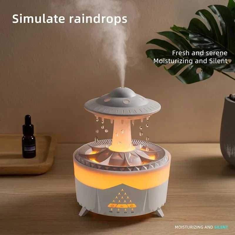 Rain Cloud Night Light humidifier with raining water drop sound and 7 color led light essential oil diffuser aromatherapyC250317