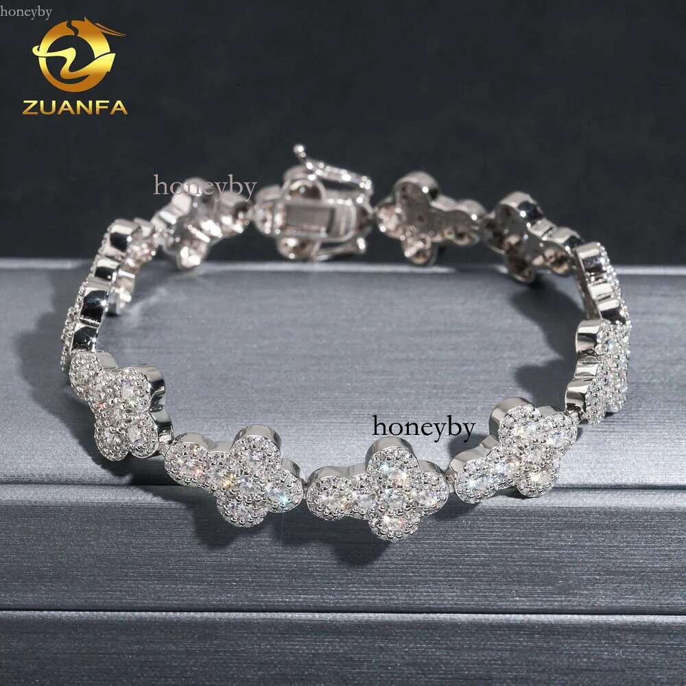 Gra Certificated Pass Tester Sier Iced Out Cluster Tennis Bracelet Moissanite Dia