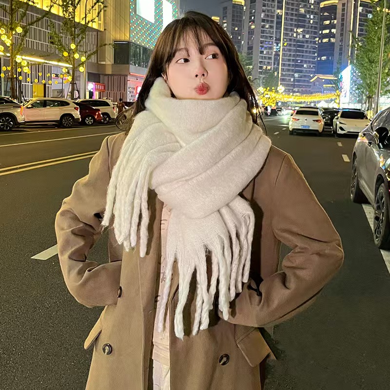 K147 Super thick ~ Winter enlarged mohair scarf for women all-match commuting fashion scarf 2024 new imitation cashmere scarf
