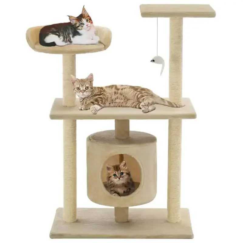 Cat Furniture Scratchers Hot Sale And High Quality Manufacturer Plush Cat Tree Large Climbing Frame Scratcher Components Wood Cat Tree House Tower
