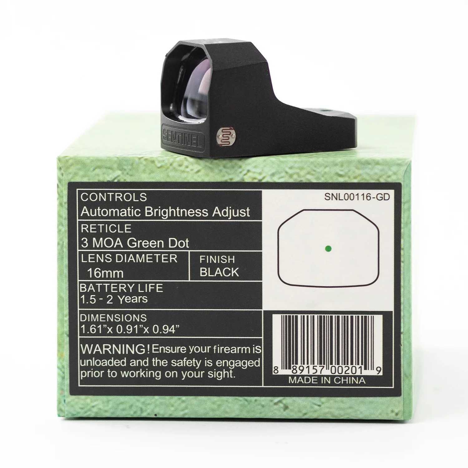 Sentinel 1x16 Compact Reflex 3 MOA Red Dot Sights RMSC Footprint Shake Wake Motion Sensing Manual Brightness for Glock 43X MOS X250317
