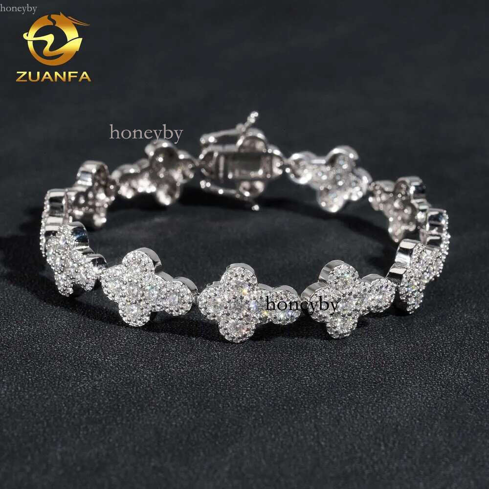 Gra Certificated Pass Tester Sier Iced Out Cluster Tennis Bracelet Moissanite Dia