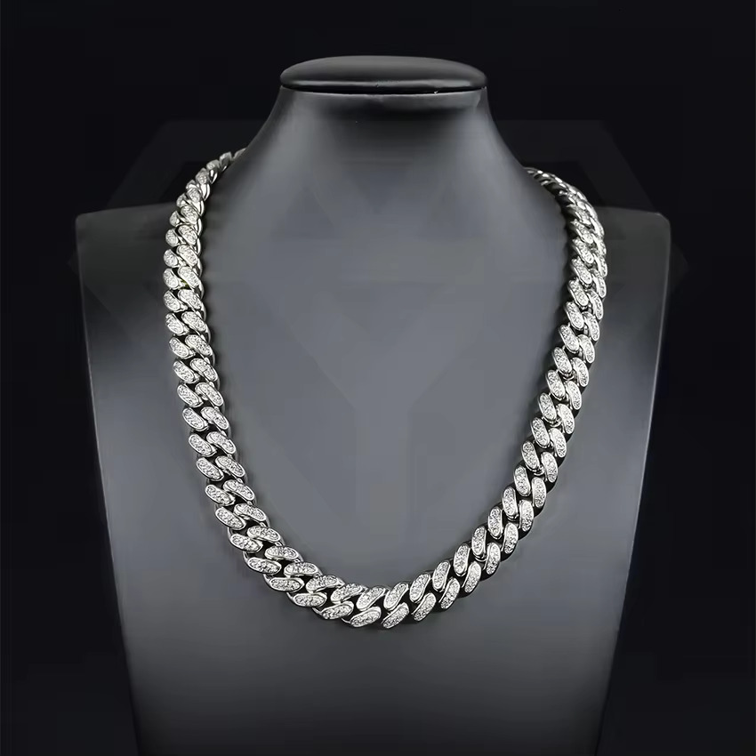 Hip Hop Jewelry 12mm Miami Cuban Link Chain Bracelet Necklace Iced Out Bling Brass CZ Diamond Cuban Link Chain