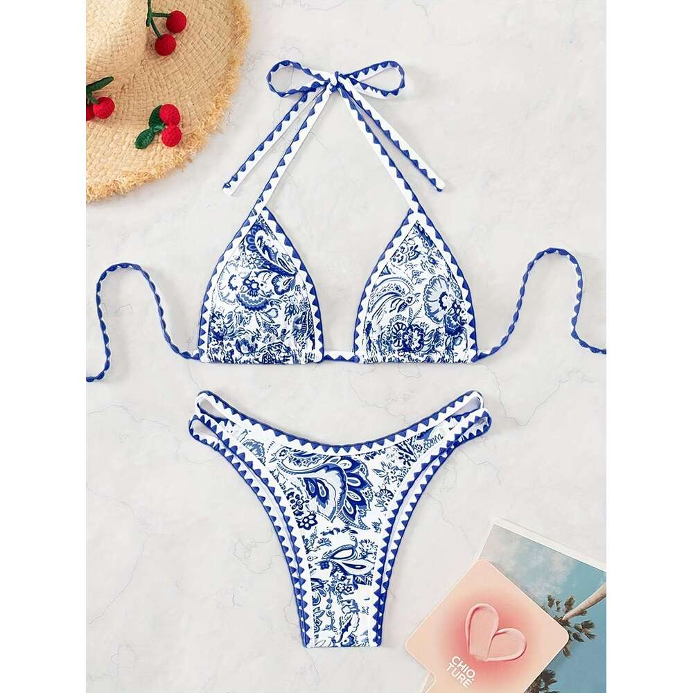 Ethnic Style Broken Grass Pattern Bikini