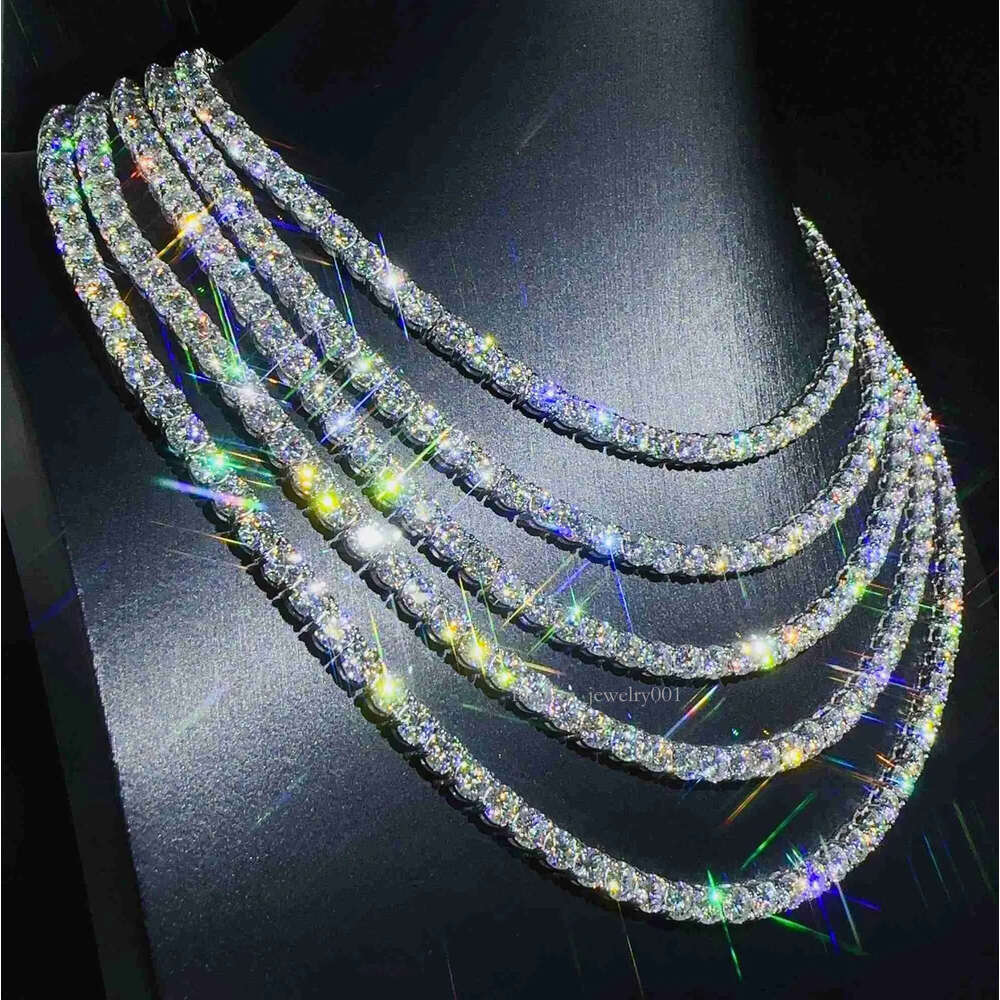 Fashion Jewelry Hip Hop Necklace Pass Diamoster 5mm Vvs Moissanite Iced Out Tennis Chain for Men Women