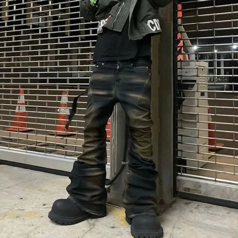 Ropa strapless color washed mini flange jeans mens straight casual bag denim Trouser Hombre loose cargo pants 250312Z