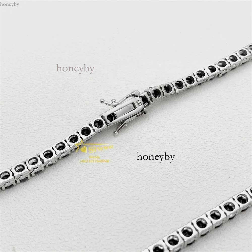 Genuine Gra Certified Black Moissanite Tennis Chain Versatile Sterling Silver Hip Hop Jewelry for Men and Women (3mm & 4mm)