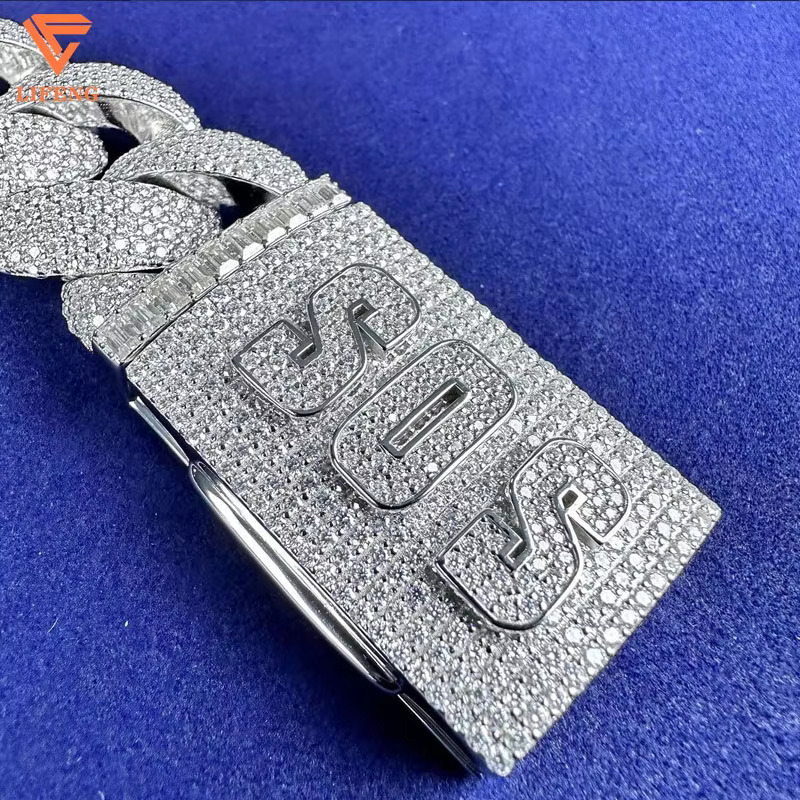20mm Hip Hop Iced Out VVS Moissanite Diamond Cuban Link Chain Bracelet Fine Jewelry 925 Silver Bracelet Custom Designer Bracelet