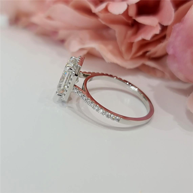 Jewelry IGI Certified 2.0 Carat E VS1 14K White Gold Radiant Lab Diamond Engagement Ring Promise Ring CVD Diamond Halo Womens Wedding Ring