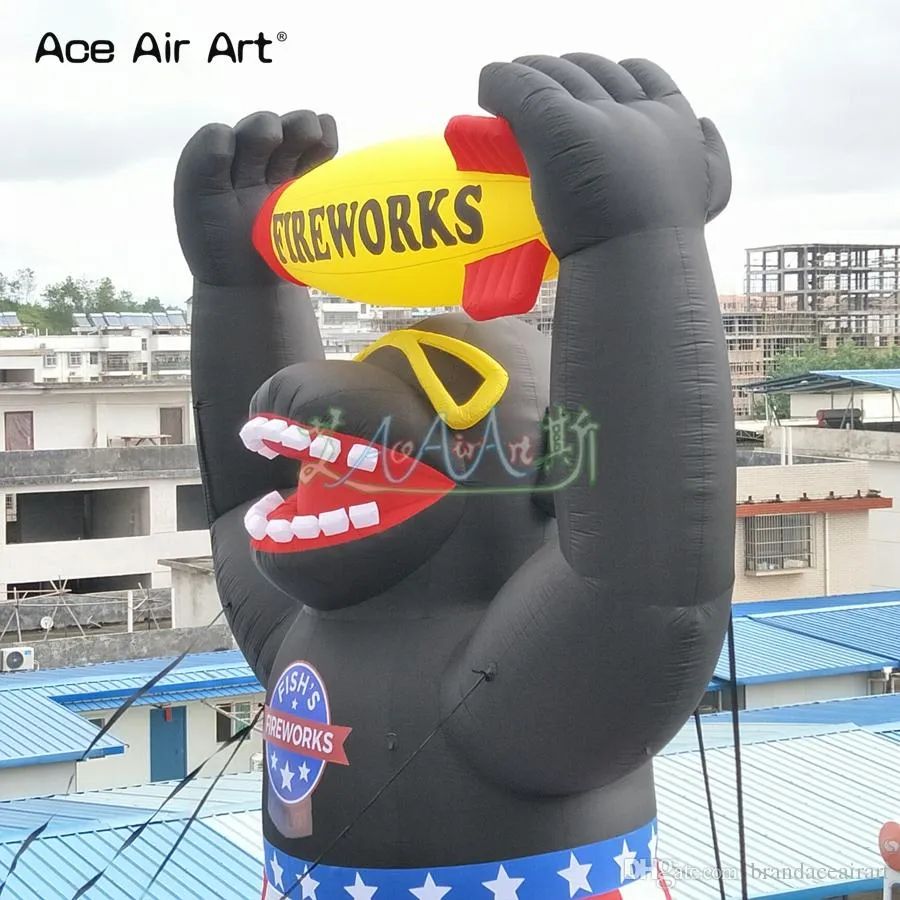 12m height (40ft) with blower Inflatable Fireworks Rocket King Kong Fire Arrow Free Giant Pop-up Gorilla Firework Model For Promotion
