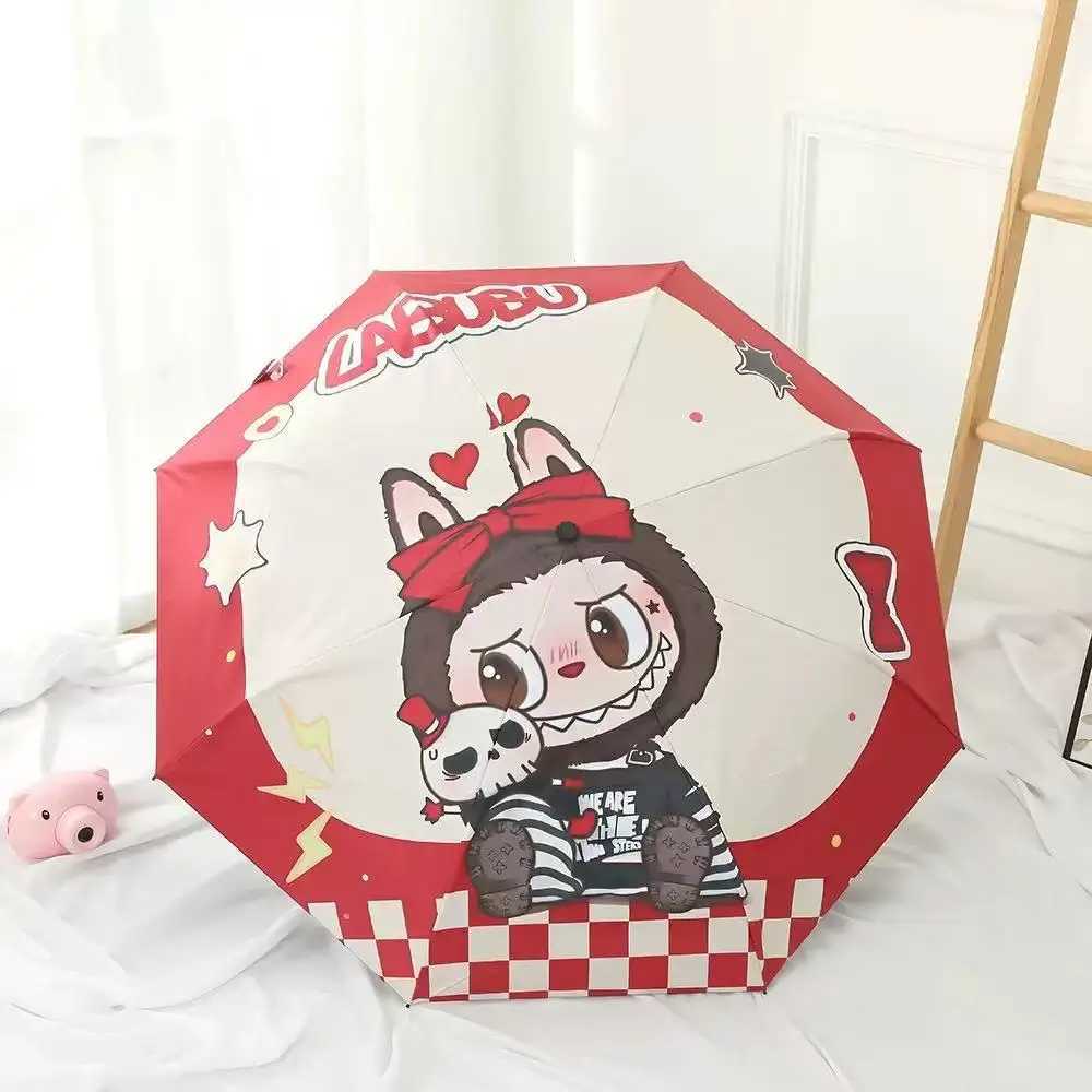 Pop Mart fully automatic sun umbrella labubu folding umbrella sun protection ultraviolet rain dual-purpose sunshade umbC250317