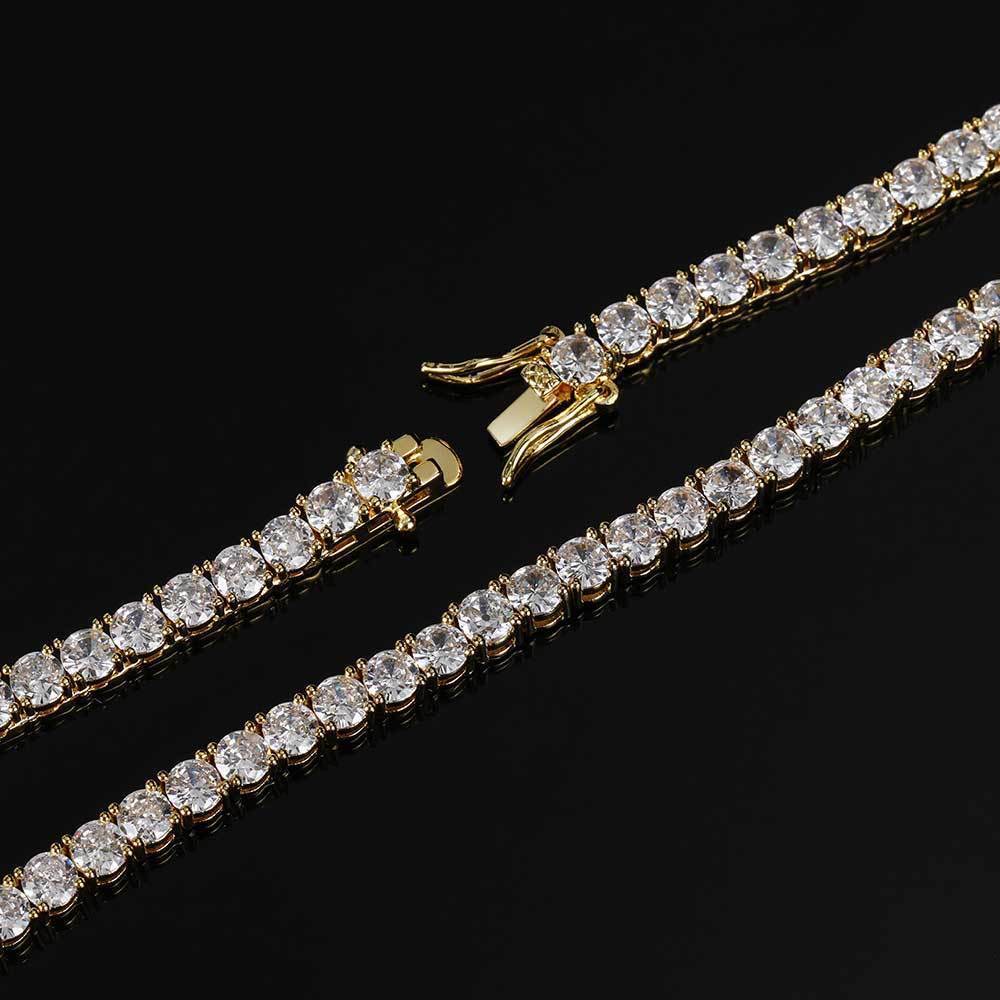 jewelryHip Hop Tennis Necklace 1 row Cz Cubic Zircon Ice out 4mm 5mm 6mm 18/K rapper necklace