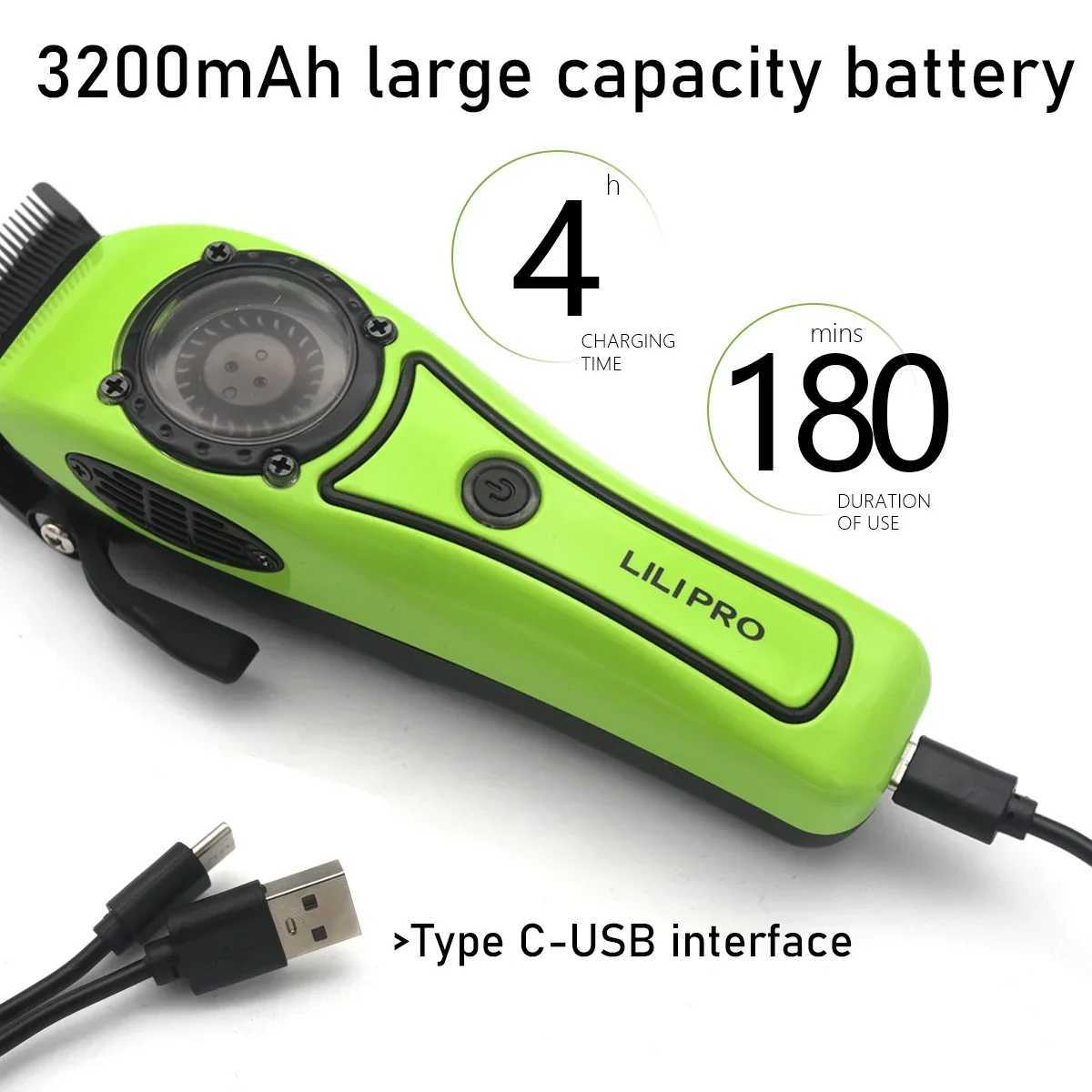 LILIPRO L61 Mens Hair Clipper Fan Cooler System 8000RPM DLC Cordless USB Professional Hair ClipperXJ250317