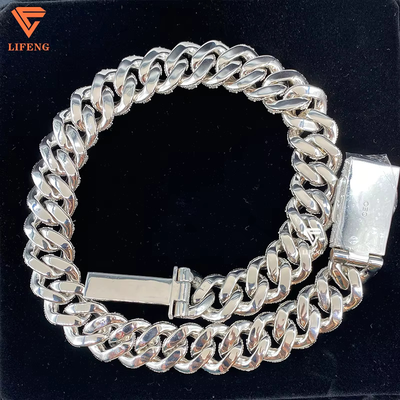 20MM High Quality Vvs Moissanite Big Necklaces Diamond Tester-Pass 925 Sterling Silver Raised Heavy Cuban Link Chain Fine Jewelry Men