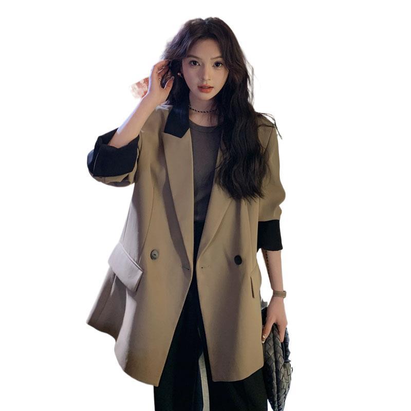 G314Chic Grey Streetwear Blazer for Ladies - New Arrival for Spring 2025