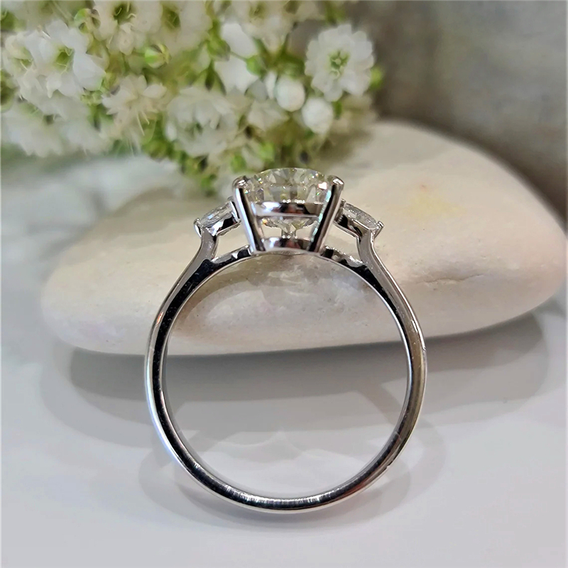 Jewelry 2.0 Ctw 3 Stone Pear Cut Lab Diamond Engagement Ring in 14K White Gold E VS1 Pear CVD Lab Grown Diamond IGI Certified Wedding Gold Ring