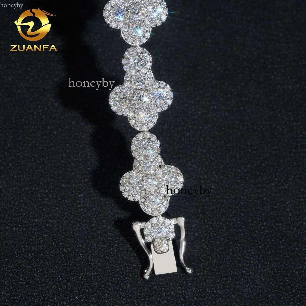 Gra Certificated Pass Tester Sier Iced Out Cluster Tennis Bracelet Moissanite Dia