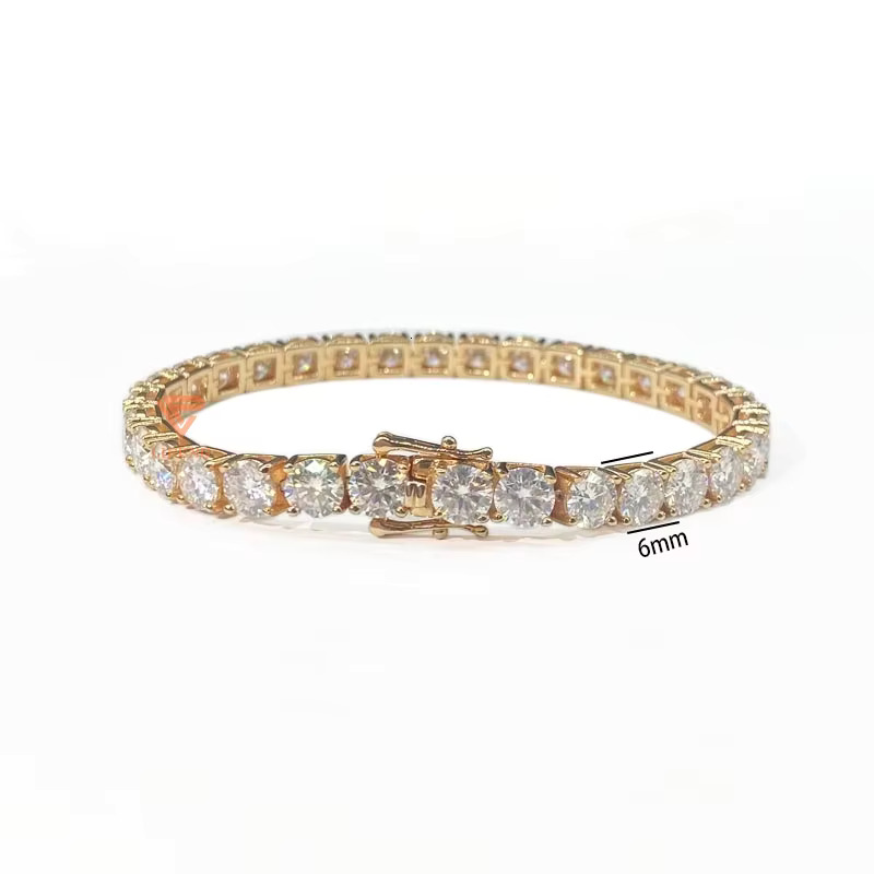 Wholesale Tennis Bracelets Gold Plated 18k Gold Women Tennis Chain Bracelet VVS Moissanite Diamond 925 Sterling Silver Bracelets