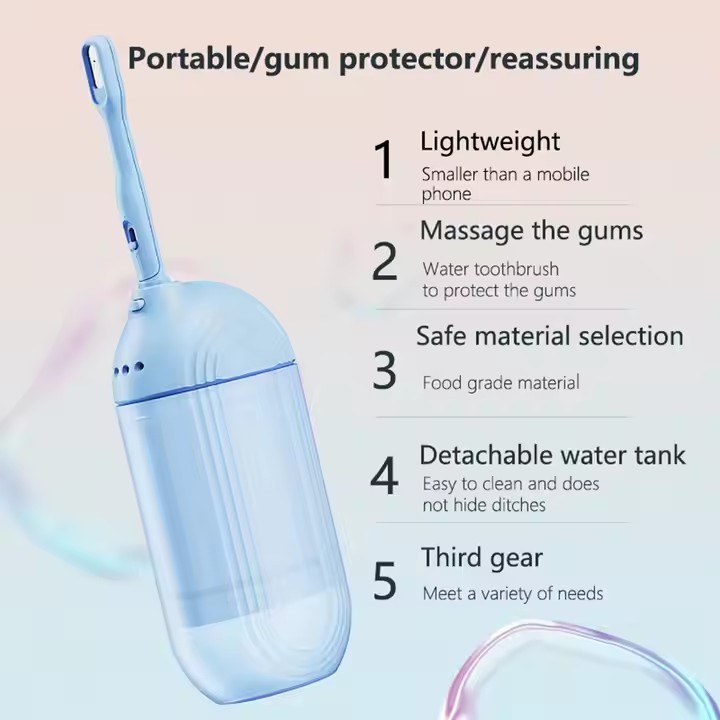 Portable Cordless Water Dental Flosser with 3 Modes, Detachable Tank, and 5 Jet Tips for Deep Cleaning portable water flosser portable travel water fl