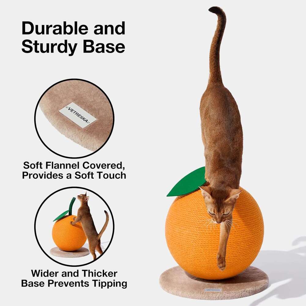 Animal Rescue Donation cat Orange Scratching Post cats Cute Scratcher with Sisal Rope Vertical Scratch Post for Indoor and Kitten cat Scratching Ball