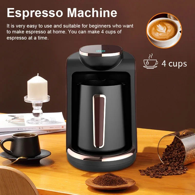 Turkish Coffee Maker Brew 4 Cups Espresso LED Dispaly Switch Portable Electric Moka Pot Tea Milk Teapot Coffee Machine Eu Plug 250317 - view 3