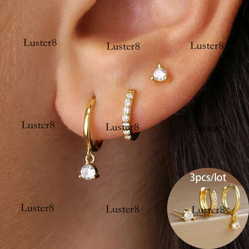 3 Piece Fashion Stainless Steel Round Star Drop Earrings Set for Women Gold Plated Dangle Earring Punk Unisex Rock Jewelry