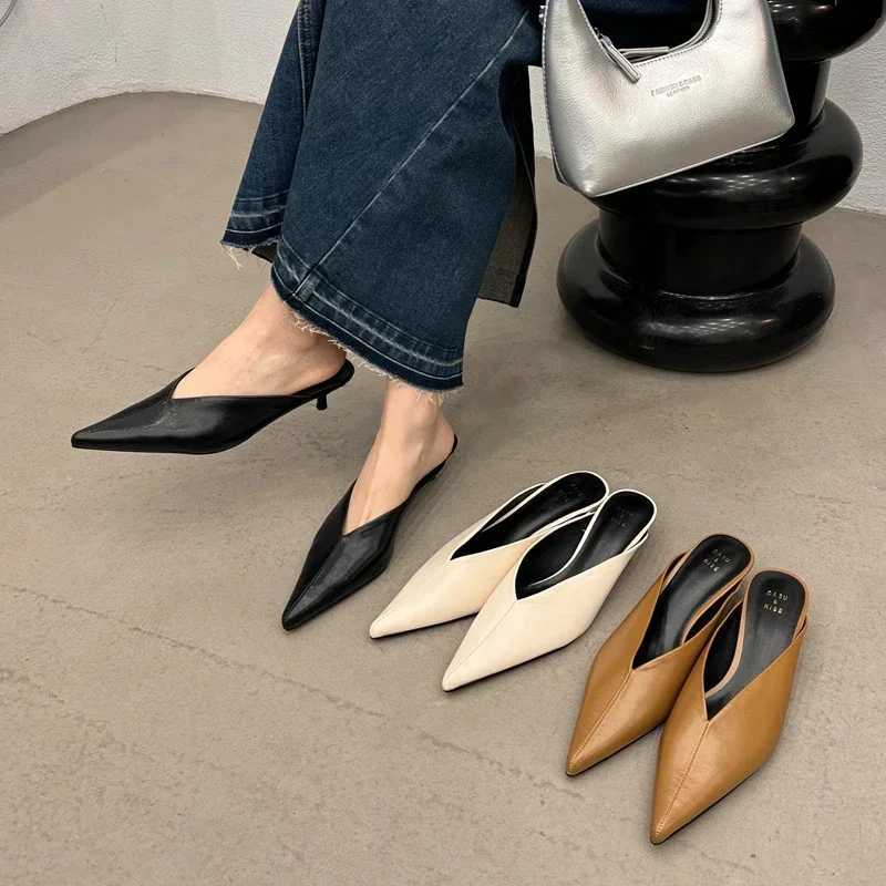Fashion Pointed Toe Mules Shoes Low Heel Sandals Elegant Dress Sliding Comfortable Designer Pump Womens Y250315