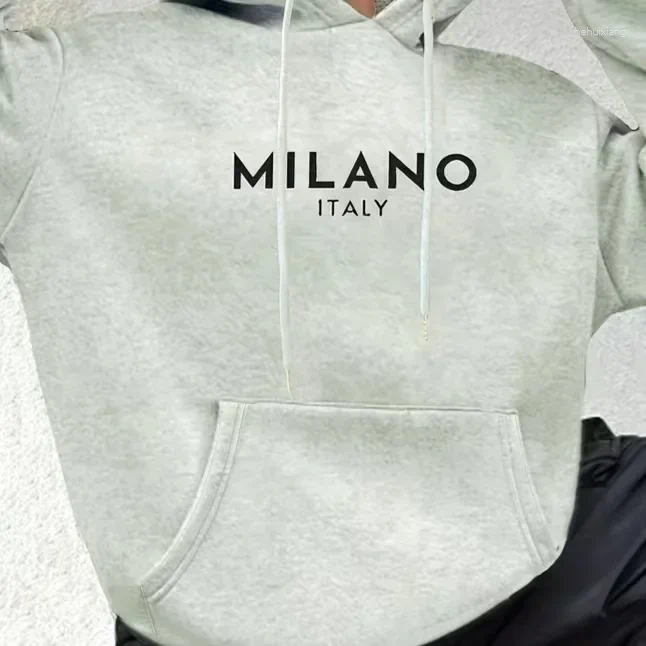 Women's Hoodies Italy Letter Print Long Sleeve Hoodie Sweatshirt Independent Station Hooded Crew Neck Pullover Fashion Clothing