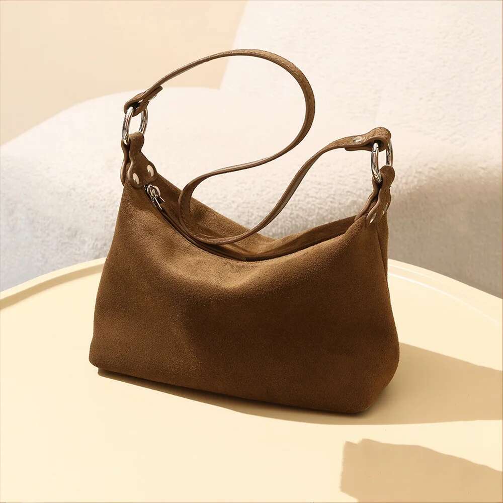 2024 New Women Suede Female Frosted Cowhide Split Leather Single Shoulder Bag Wholesale Lady Trendy Crossbody Messenger