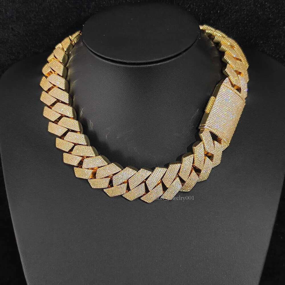 moissanite chain cuban k necklace 25mm 6 row full dia ice out vvs pass dias tester stainless steel plating hiphop men's jewelry bracelet