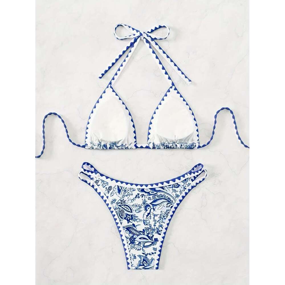 Ethnic Style Broken Grass Pattern Bikini
