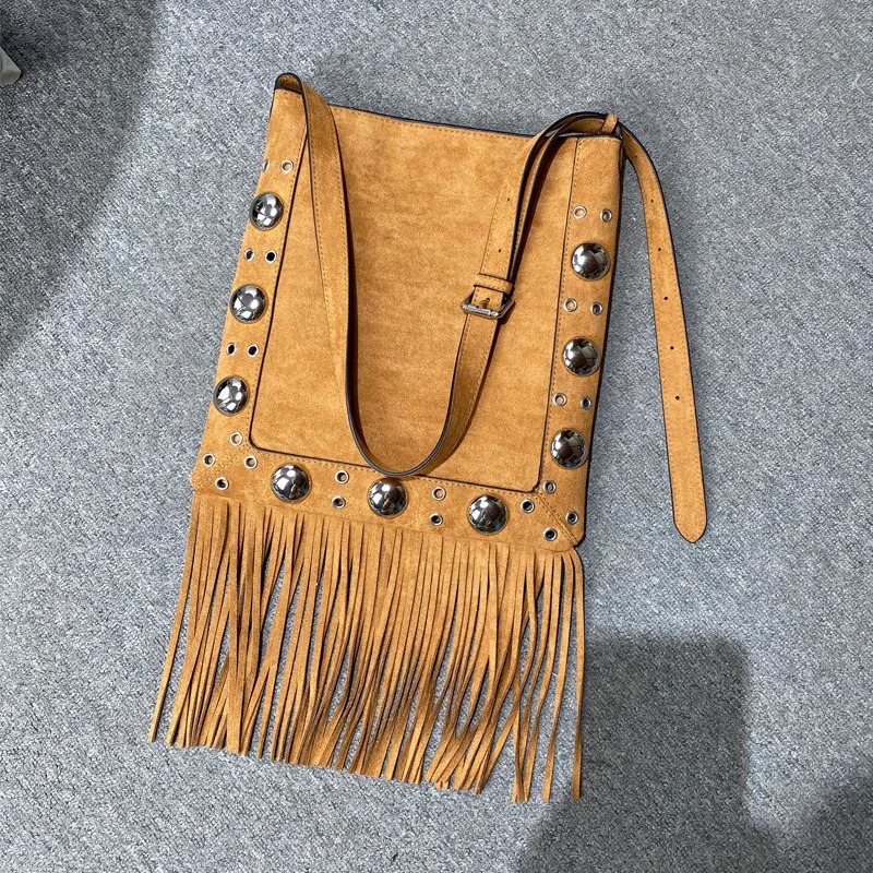 Rivet Tassel Messenger Bags For Women er Handbags And Purses In Bohemian Faux Suede Shoulder Crossbody 250313