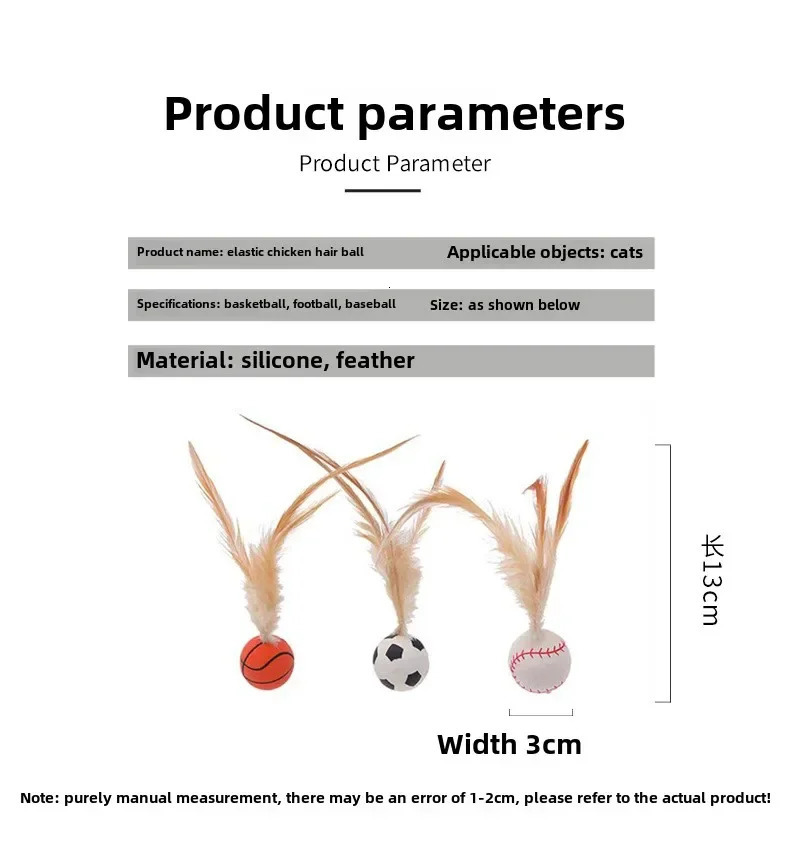 Cat Toy Feather Elastic Ball Self-playing Interactive Pet Kitten Teaser Stress Reliever Catnip Flying Bird Supplies Toys Indoor 250317