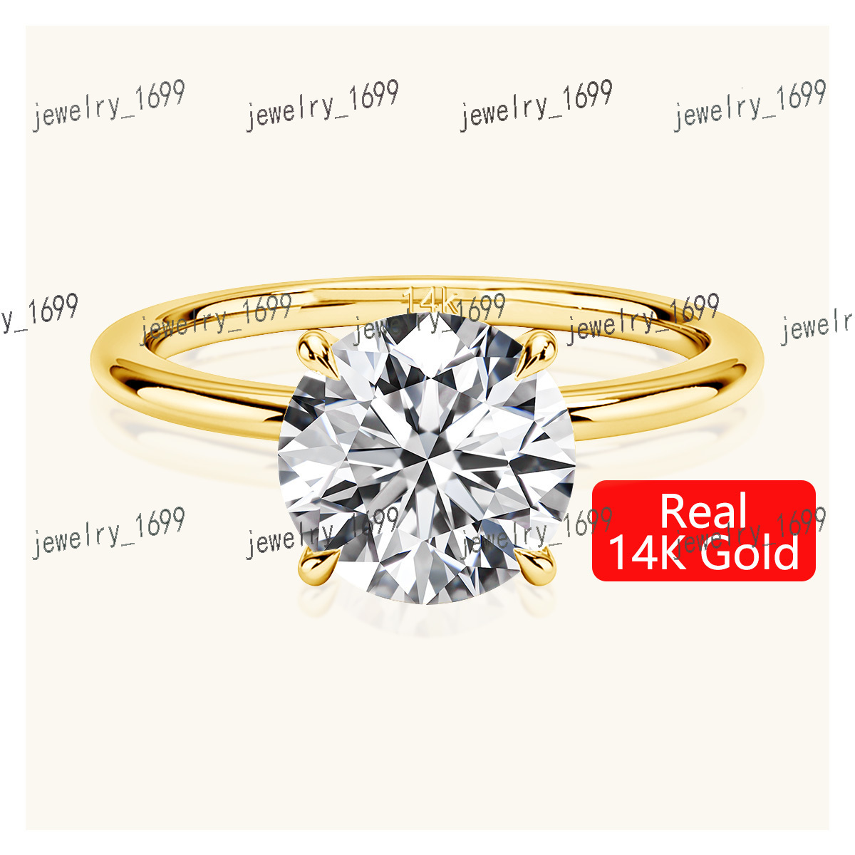 Fine Gemstone Gold 18K 14K Hollow Diamond Engagment Wedding Jewelry Women Moissanite Ring