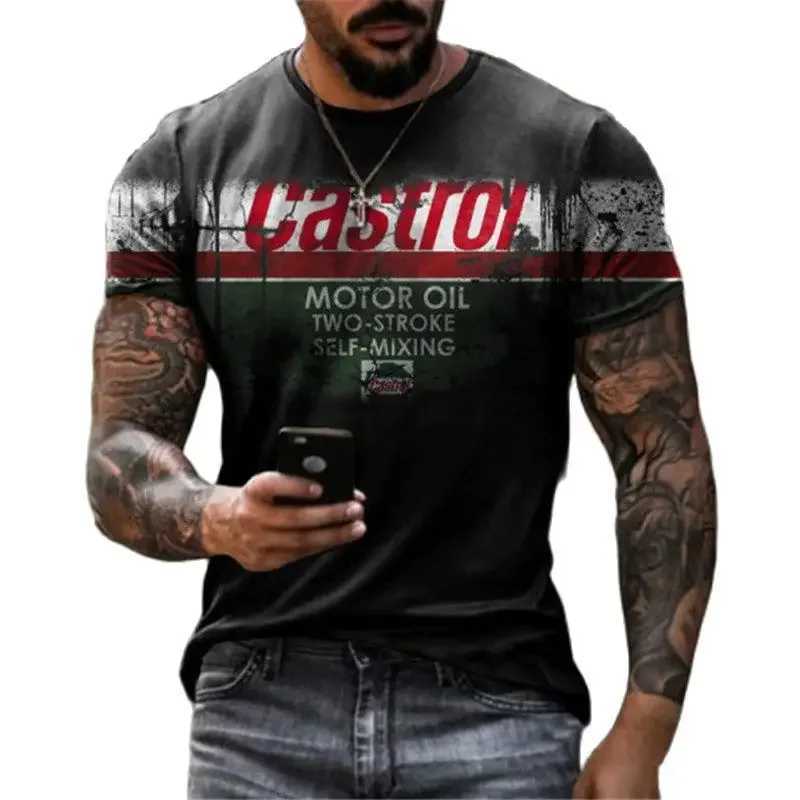 2023 mens T-shirt 3D retro printed short sleeved top retro oil mens motorcycle T-shirt casual oversized T-shirt W250317