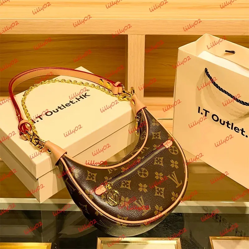 2024 Luxury Designer Loop Hobo Shoulder Bag Women Leather Handbag Vintage Crossbody Half-moon Croissant Bags Sleek Design Satchel Wallet Purses 2pcs/set mother bag