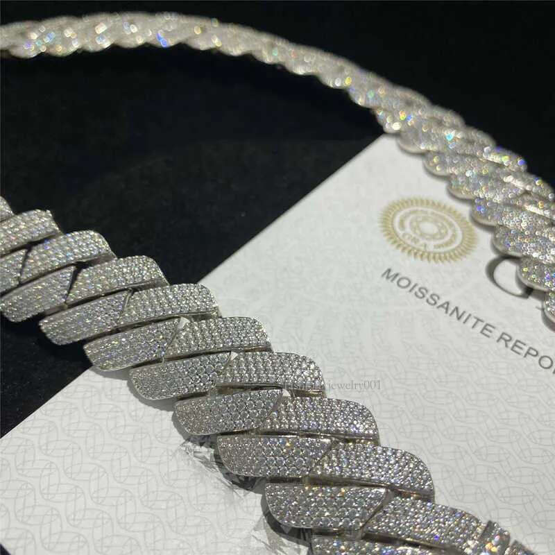 necklace moissanite chain Heavier Big Guy 20mm 4 Row Dias Cuban Necklace Sterg Sier Iced Out Vvs Moissanite Dia k Chain