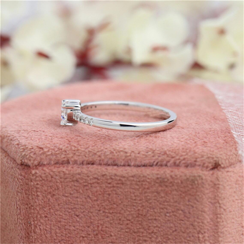 Jewelry 0.5 Carat Heart Cut Lab Grow Diamond Half Band Engagement Ring For Women Real Gold Anniversary Womens Gold Ring