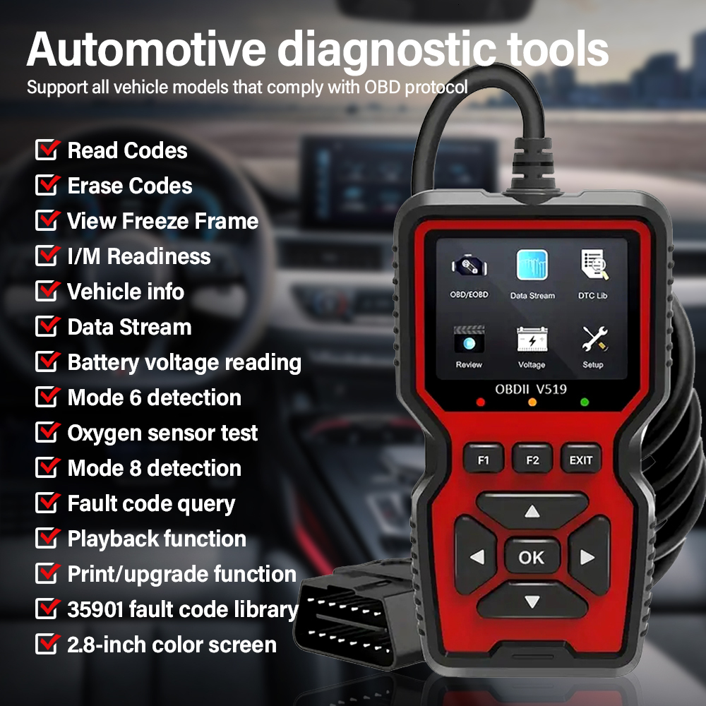 OBD2 Scanner Live Data V519 Professional Mechanic Diagnostic Code Reader Tool Clear Fault Code Reader Automotive Scanner