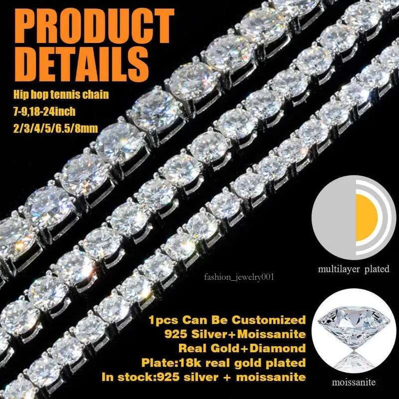 Unisex Moissanite-Dia Look Sterling Sier Tennis Necklaces & Bracelets Combo Set