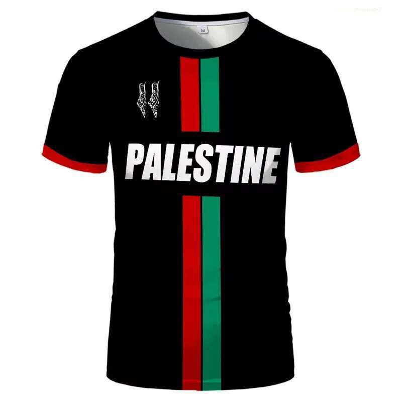 Palestine Football T-shirts Summer Fashion Short Sleeves Palestinian Flag 3D Printed Casual T-shirts Round Neck Loose Tops For Men T-shirts