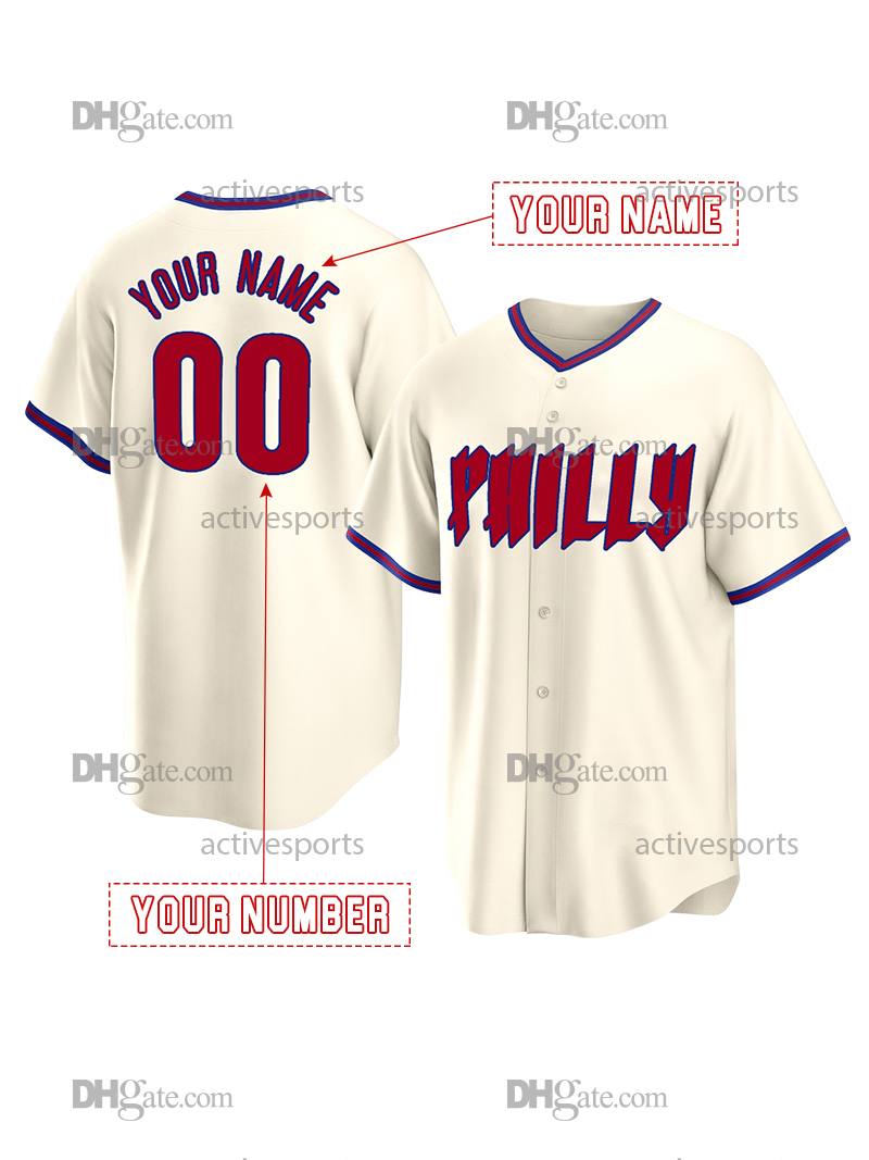 Custom 3 Harper 7 Turner Baseball Jersey Realmuto Bohm Schwarber Wheeler Walker Kepler Castellanos Stitched Number Name Mens Womens Youth