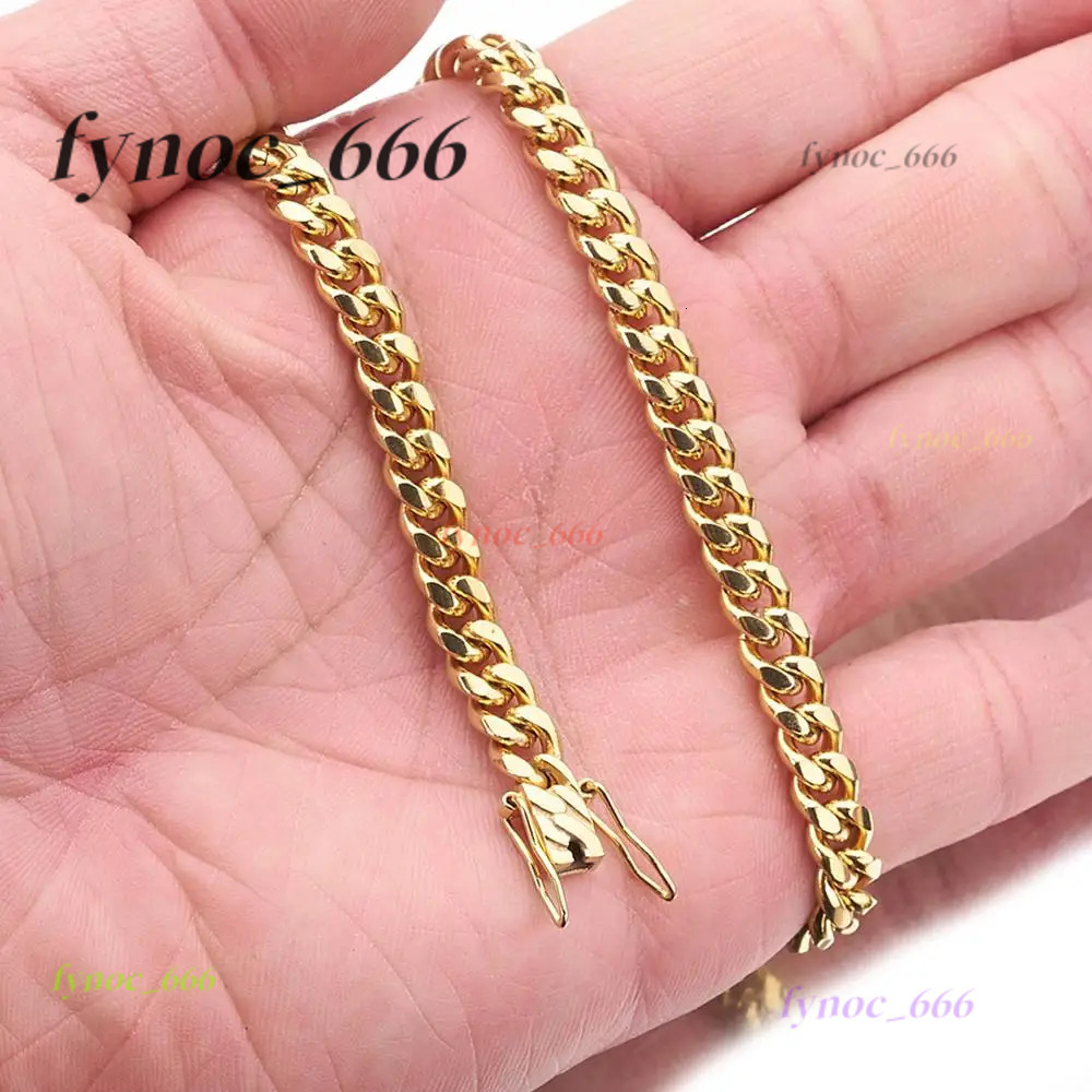 7 - 40 316L Stainless Steel Cuban Miami Chains Necklaces Heavy Gold Color Link for Men Hip Hop Rock Jewelry