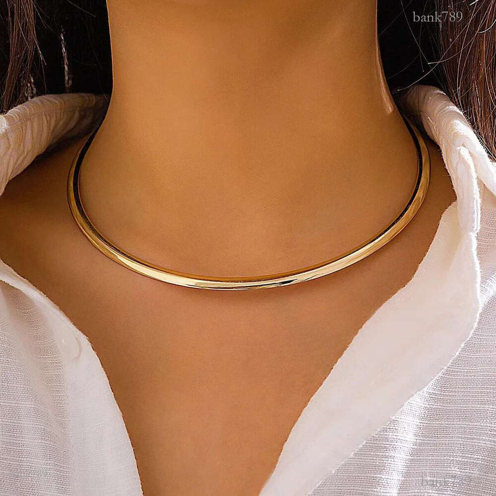 Ingemark Vintage Iron Metal Torques Choker Necklace for Women Goth Gold Color Smooth Adjustable Chain Fashion Jewelry Steampunk 240229
