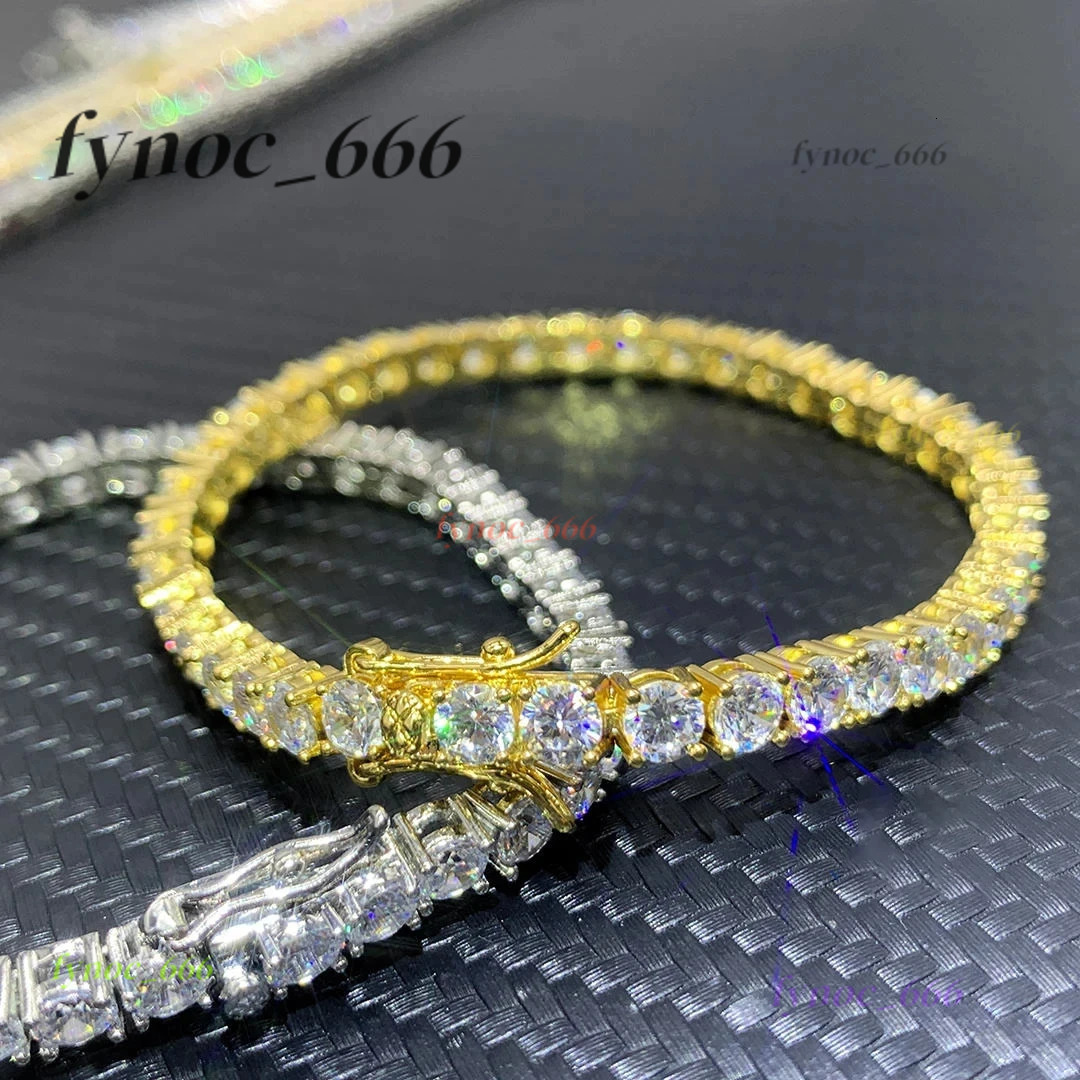 Tennis Chain Unisex Moisssanite Necklace Gold Plated 925 Sterling Silver Jewelry Moissanite Tennis Bracelet For Women Man